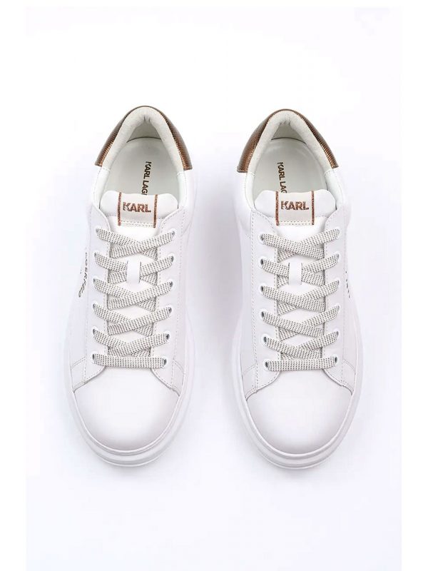 KARL LAGERFELD ΠΑΠΟΥΤΣΙΑ SNEAKERS MAISON KARL LACE ΛΕΥΚΟ-ΜΠΡΟΝΖΕ