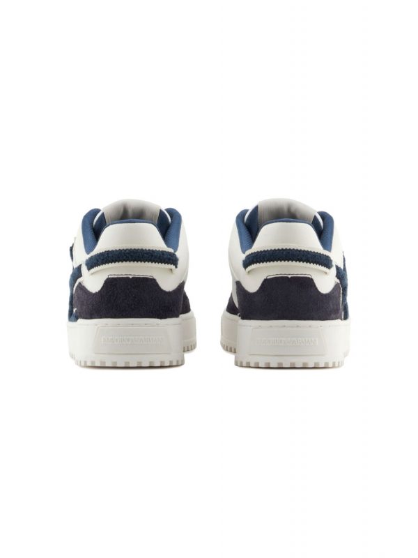EMPORIO ARMANI ΠΑΠΟΥΤΣΙΑ SNEAKERS LOGO ΛΕΥΚΟ-ΜΠΛΕ