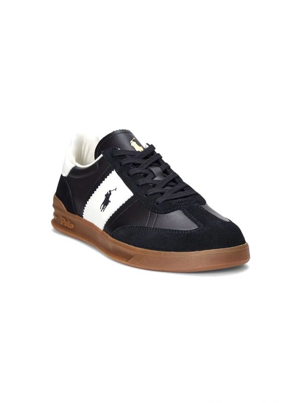 RALPH LAUREN ΠΑΠΟΥΤΣΙΑ SNEAKERS HRT AERA PP-SK-LTL ΜΑΥΡΟ-ΛΕΥΚΟ