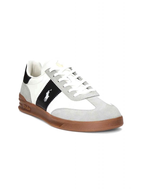 RALPH LAUREN ΠΑΠΟΥΤΣΙΑ SNEAKERS HRT AERA PP-SK-LTL ΛΕΥΚΟ-ΜΑΥΡΟ-ΓΚΡΙ
