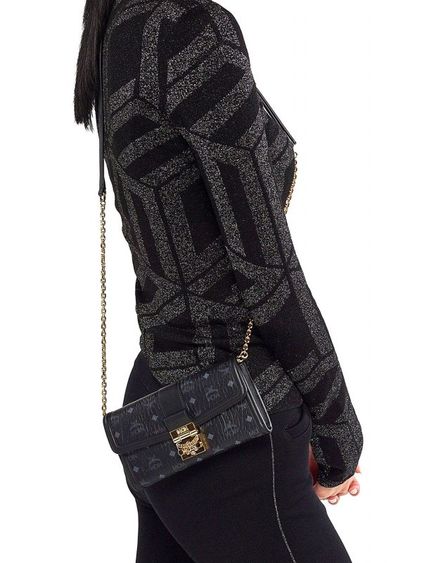 MCM ΠΟΡΤΟΦΟΛΙ ΤΣΑΝΤΑΚΙ TRACY TRIM LTH CHAIN LRG BLACK VIS ΜΑΥΡΟ