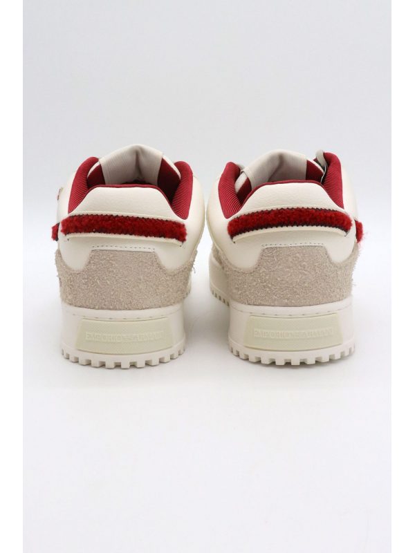 EMPORIO ARMANI ΠΑΠΟΥΤΣΙΑ SNEAKERS LOGO ΛΕΥΚΟ-ΜΠΟΡΝΤΩ