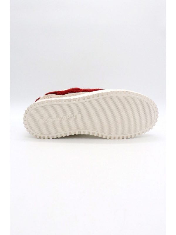 EMPORIO ARMANI ΠΑΠΟΥΤΣΙΑ SNEAKERS LOGO ΛΕΥΚΟ-ΜΠΟΡΝΤΩ