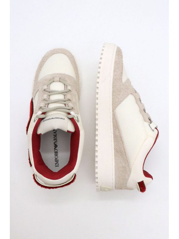 EMPORIO ARMANI ΠΑΠΟΥΤΣΙΑ SNEAKERS LOGO ΛΕΥΚΟ-ΜΠΟΡΝΤΩ
