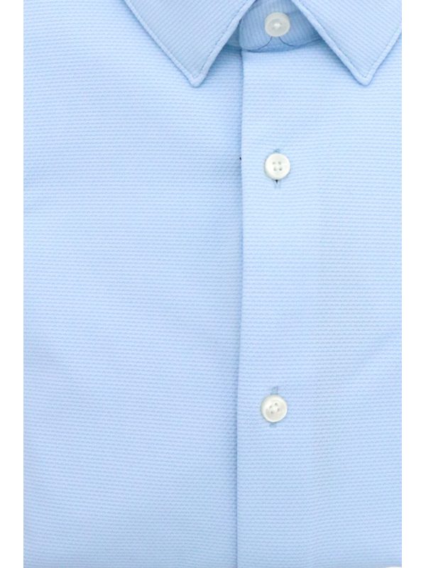 BOSS PERFORMANCE ΠΟΥΚΑΜΙΣΟ ΜΙΚΡΟΣΧΕΔΙΟ SLIM FIT P-HANK-S-KENT-C1-222 ΣΙΕΛ