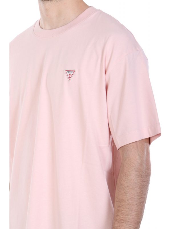 GUESS JEANS T-SHIRT CREWNECK OVERSIZED FIT LOGO ΡΟΖ