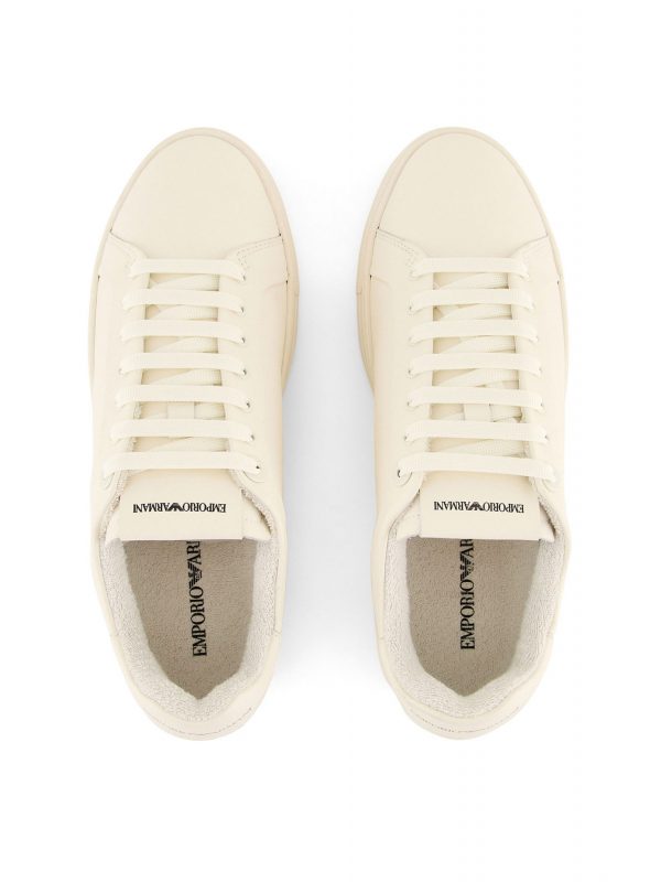 EMPORIO ARMANI ΠΑΠΟΥΤΣΙΑ SNEAKERS LOGO ΛΕΥΚΟ