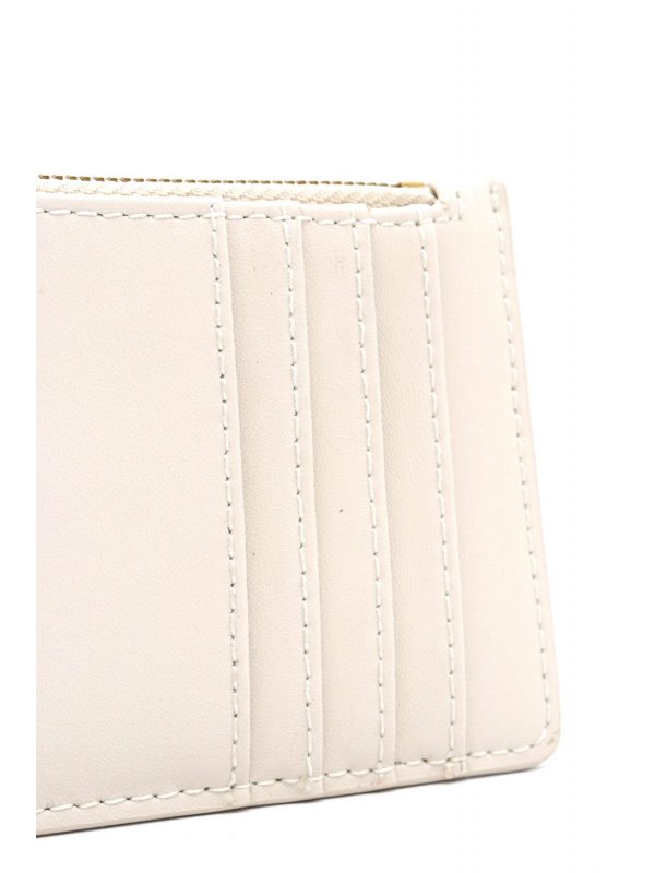 PINKO ΘΗΚΗ ΓΙΑ ΚΑΡΤΕΣ  AIRONE CARDHOLDER VITELLO SETA ΛΕΥΚΟ-ANTIQUE GOLD