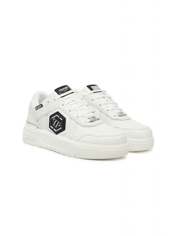 PHILIPP PLEIN ΠΑΠΟΥΤΣΙΑ SNEAKERS SK8R PLEIN LOW LOGO ΛΕΥΚΟ
