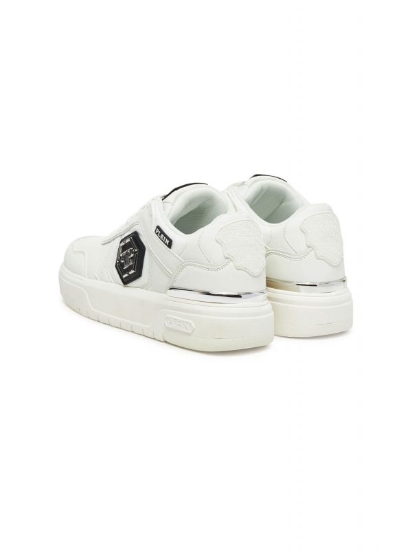 PHILIPP PLEIN ΠΑΠΟΥΤΣΙΑ SNEAKERS SK8R PLEIN LOW LOGO ΛΕΥΚΟ