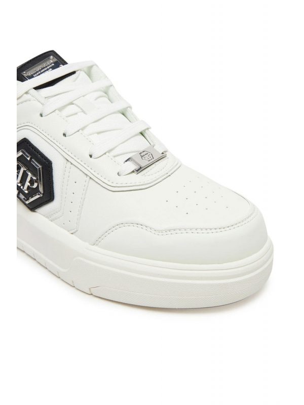 PHILIPP PLEIN ΠΑΠΟΥΤΣΙΑ SNEAKERS SK8R PLEIN LOW LOGO ΛΕΥΚΟ