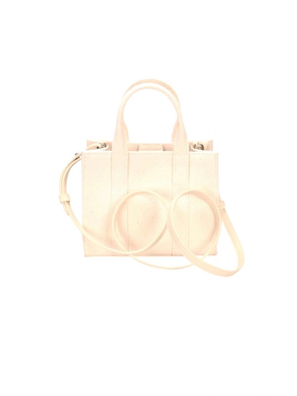 KARL LAGERFELD ΤΣΑΝΤΑ SQUARE MINI TOTE ΚΑΜΒΑΣ LOGO ΕΚΡΟΥ