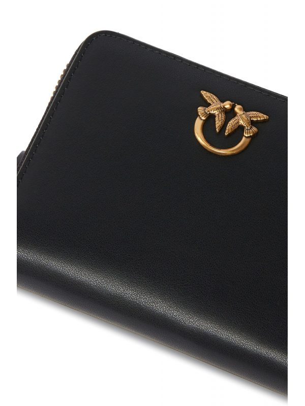 PINKO ΠΟΡΤΟΦΟΛΙ TAYLOR ZIP AROUND VITELLO SETA ΜΑΥΡΟ