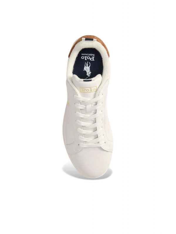 RALPH LAUREN ΠΑΠΟΥΤΣΙΑ SNEAKERS HRT-CRT-RIB-SK-LTL ΛΕΥΚΟ-ΤΑΜΠΑ