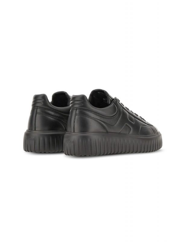 HOGAN ΠΑΠΟΥΤΣΙΑ SNEAKERS H-STRIPES ALLACCIATO H  ΔΕΡΜΑ ΜΑΥΡΟ