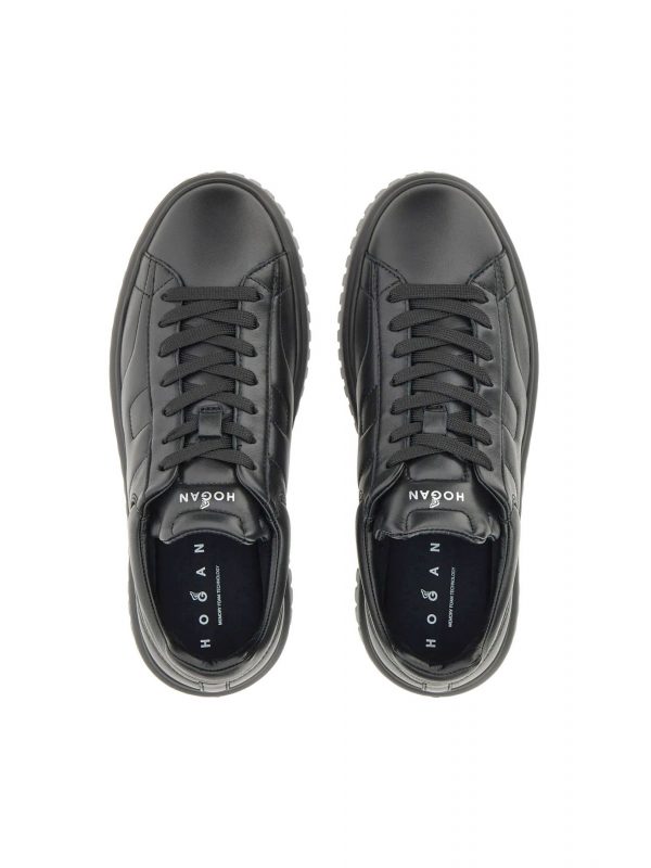 HOGAN ΠΑΠΟΥΤΣΙΑ SNEAKERS H-STRIPES ALLACCIATO H  ΔΕΡΜΑ ΜΑΥΡΟ