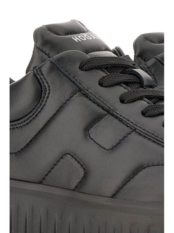 HOGAN ΠΑΠΟΥΤΣΙΑ SNEAKERS H-STRIPES ALLACCIATO H  ΔΕΡΜΑ ΜΑΥΡΟ