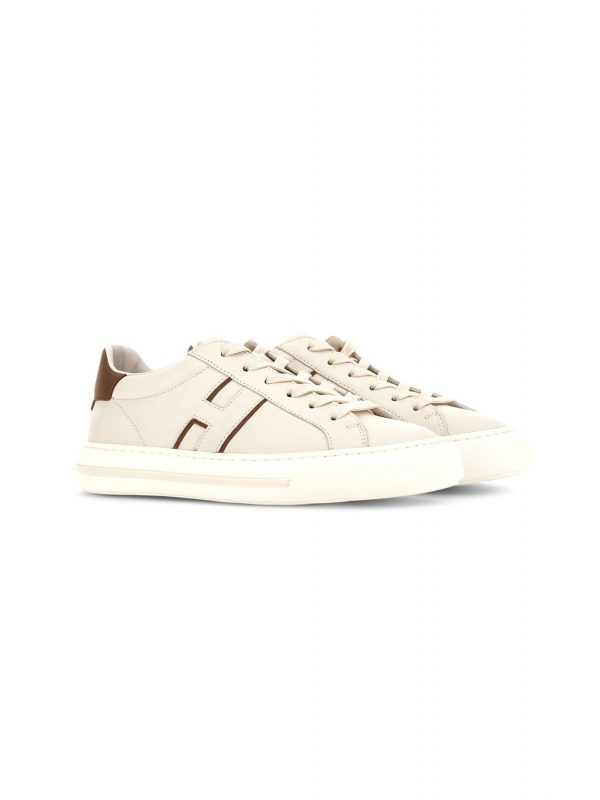 HOGAN ΠΑΠΟΥΤΣΙΑ SNEAKERS H691 ALLACCIATO  H ΛΕΥΚΟ-ΚΑΦΕ