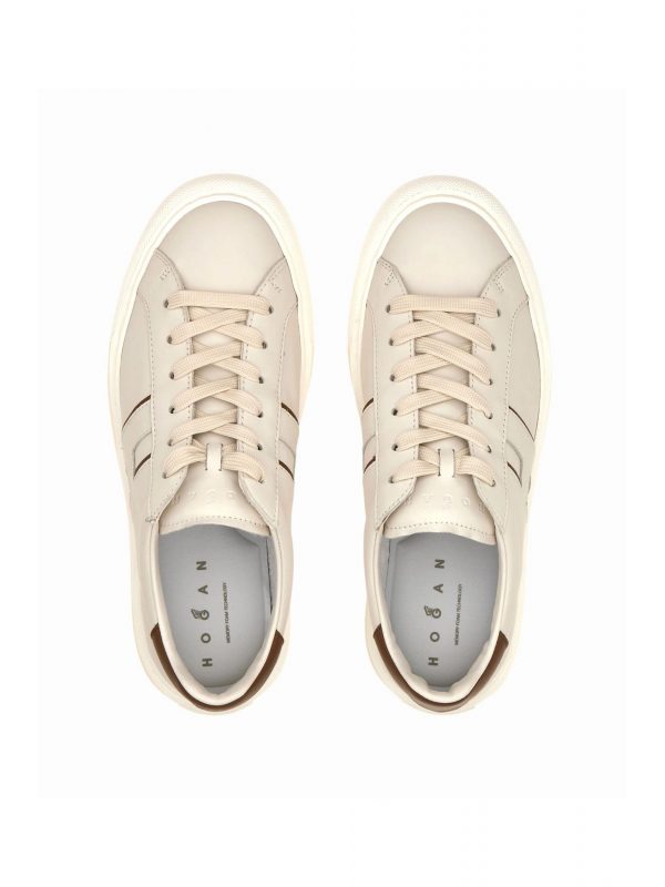 HOGAN ΠΑΠΟΥΤΣΙΑ SNEAKERS H691 ALLACCIATO  H ΛΕΥΚΟ-ΚΑΦΕ