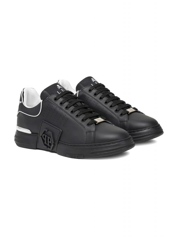 PHILIPP PLEIN ΠΑΠΟΥΤΣΙΑ SNEAKERS LOW TOP HEXAGON LOGO ΜΑΥΡΟ