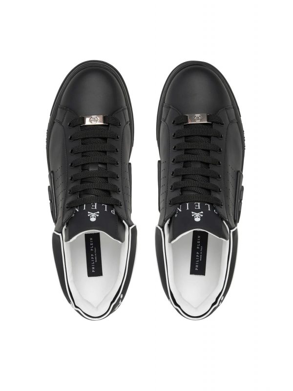 PHILIPP PLEIN ΠΑΠΟΥΤΣΙΑ SNEAKERS LOW TOP HEXAGON LOGO ΜΑΥΡΟ