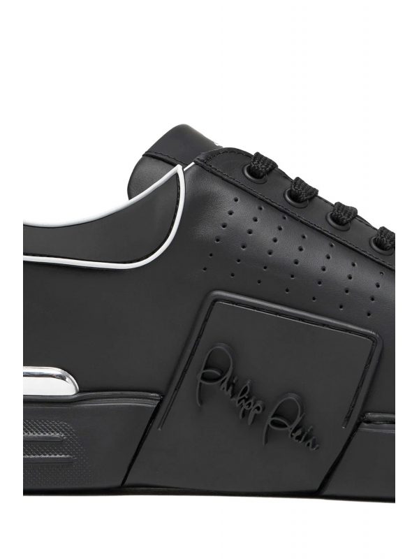 PHILIPP PLEIN ΠΑΠΟΥΤΣΙΑ SNEAKERS LOW TOP HEXAGON LOGO ΜΑΥΡΟ