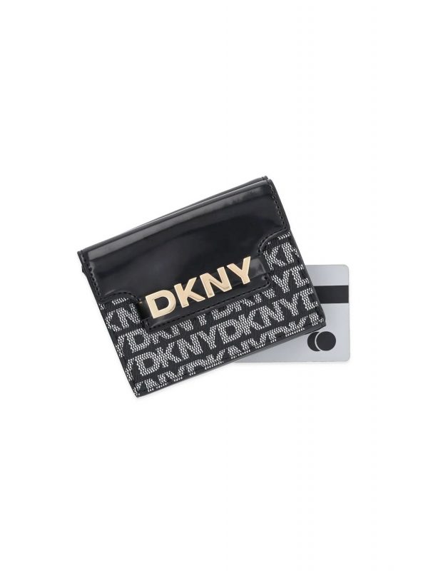 DKNY ΠΟΡΤΟΦΟΛΙ AVRIL ALL OVER LOGO ΜΑΥΡΟ