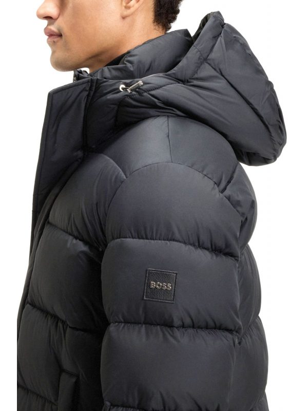 BOSS ΜΠΟΥΦΑΝ PUFFER H-CENUTO HOODIE ΜΑΥΡΟ