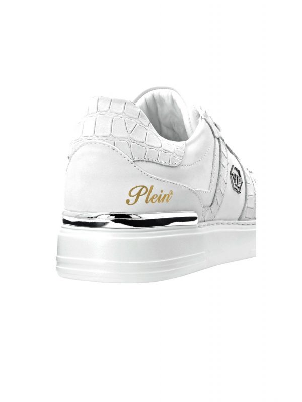 PHILIPP PLEIN ΠΑΠΟΥΤΣΙΑ SNEAKERS NUBUCK LOW TOP SNEAKERS COCCO ΛΕΥΚΟ