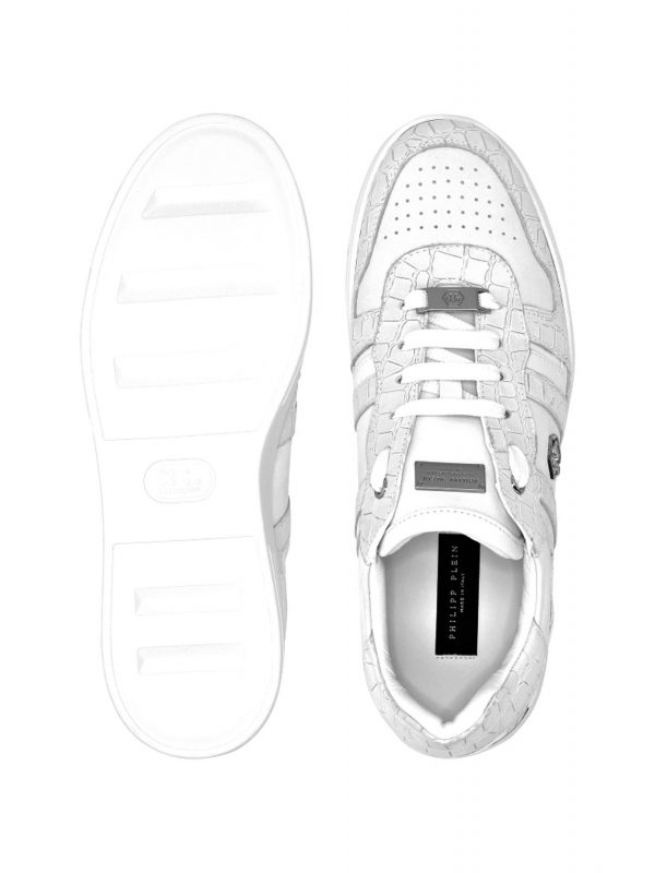 PHILIPP PLEIN ΠΑΠΟΥΤΣΙΑ SNEAKERS NUBUCK LOW TOP SNEAKERS COCCO ΛΕΥΚΟ