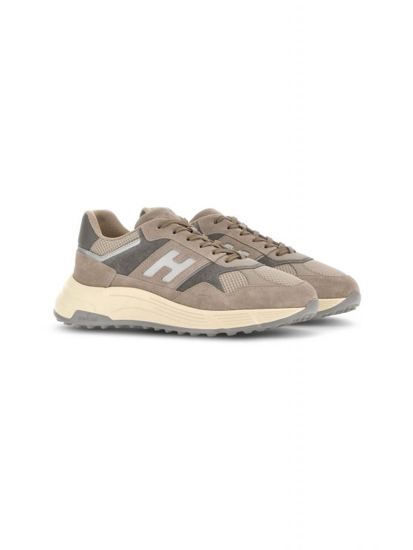 HOGAN ΠΑΠΟΥΤΣΙΑ SNEAKERS HYPERLIGHT ALLACCIATO H ΔΕΡΜΑ ΓΚΡΙ