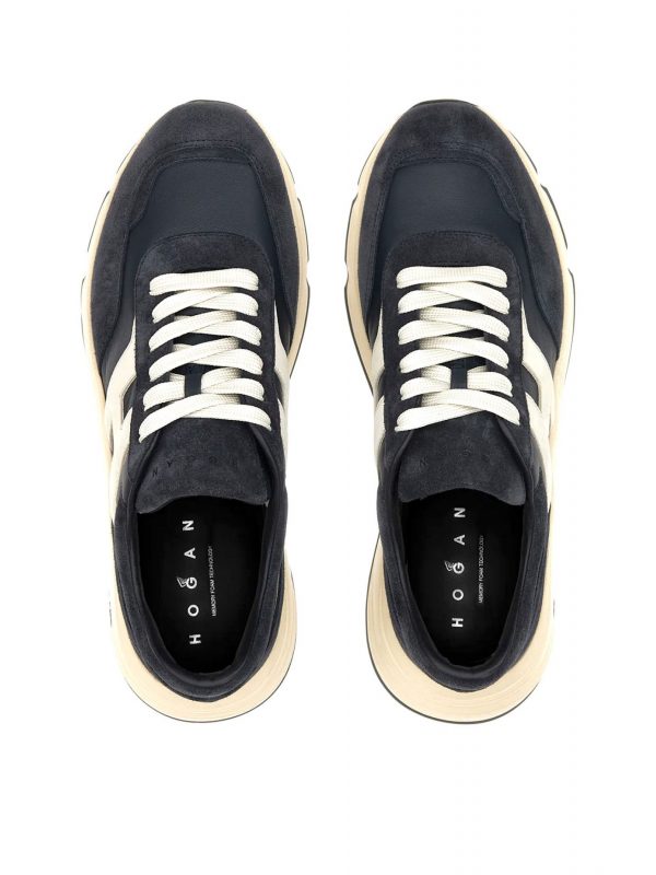 HOGAN ΠΑΠΟΥΤΣΙΑ SNEAKERS HYPERLIGHT ALLACCIATO H ΔΕΡΜΑ ΜΠΛΕ-ΛΕΥΚΟ