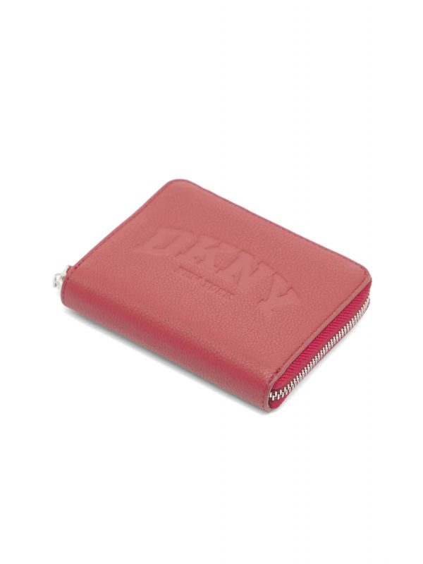 DKNY ΠΟΡΤΟΦΟΛΙ HADLEE SM ZIP AROUND LOGO ΚΟΚΚΙΝΟ