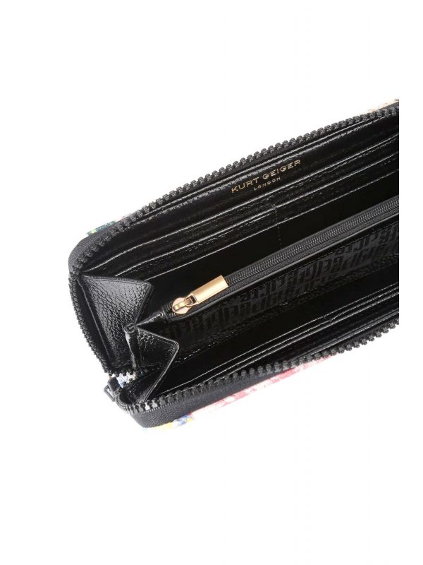 KURT GEIGER ΠΟΡΤΟΦΟΛΙ SOUTHBANK ZIP AROUND W ΦΛΟΡΑΛ LOGO ΜΑΥΡΟ