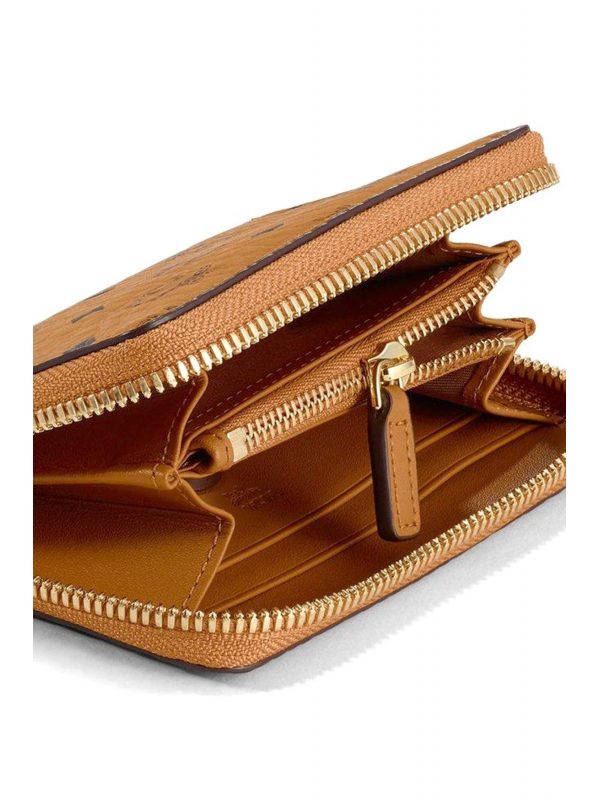 MCM ΠΟΡΤΟΦΟΛΙ AREN ZIP AROUND MINI COGNAC VIS L ΚΟΝΙΑΚ
