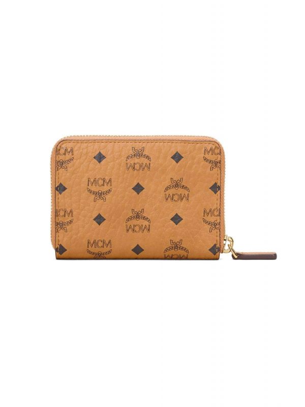 MCM ΠΟΡΤΟΦΟΛΙ AREN ZIP AROUND MINI COGNAC VIS L ΚΟΝΙΑΚ