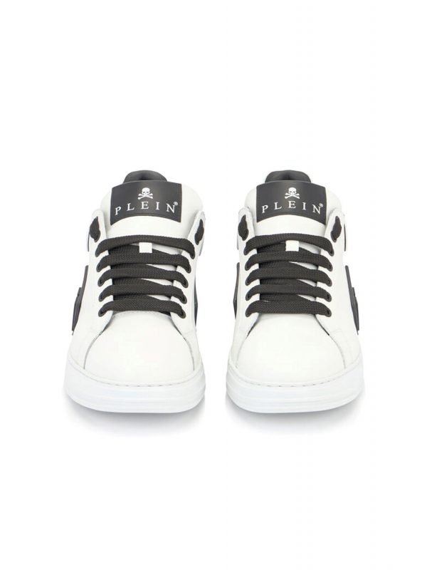 PHILIPP PLEIN ΠΑΠΟΥΤΣΙΑ SNEAKERS LOW-TOP PHANTOM KICK$ ΛΕΥΚΟ-ΜΑΥΡΟ