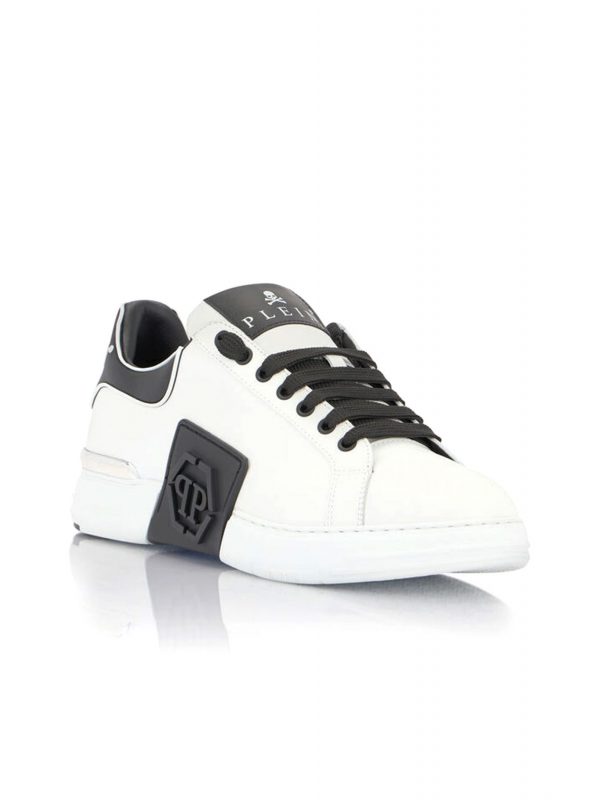 PHILIPP PLEIN ΠΑΠΟΥΤΣΙΑ SNEAKERS LOW-TOP PHANTOM KICK$ ΛΕΥΚΟ-ΜΑΥΡΟ