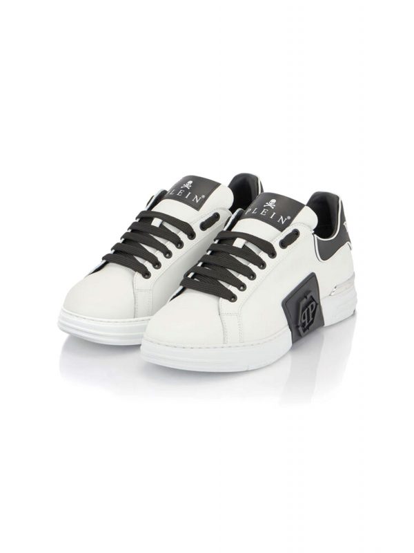 PHILIPP PLEIN ΠΑΠΟΥΤΣΙΑ SNEAKERS LOW-TOP PHANTOM KICK$ ΛΕΥΚΟ-ΜΑΥΡΟ