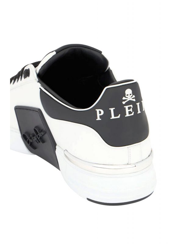 PHILIPP PLEIN ΠΑΠΟΥΤΣΙΑ SNEAKERS LOW-TOP PHANTOM KICK$ ΛΕΥΚΟ-ΜΑΥΡΟ
