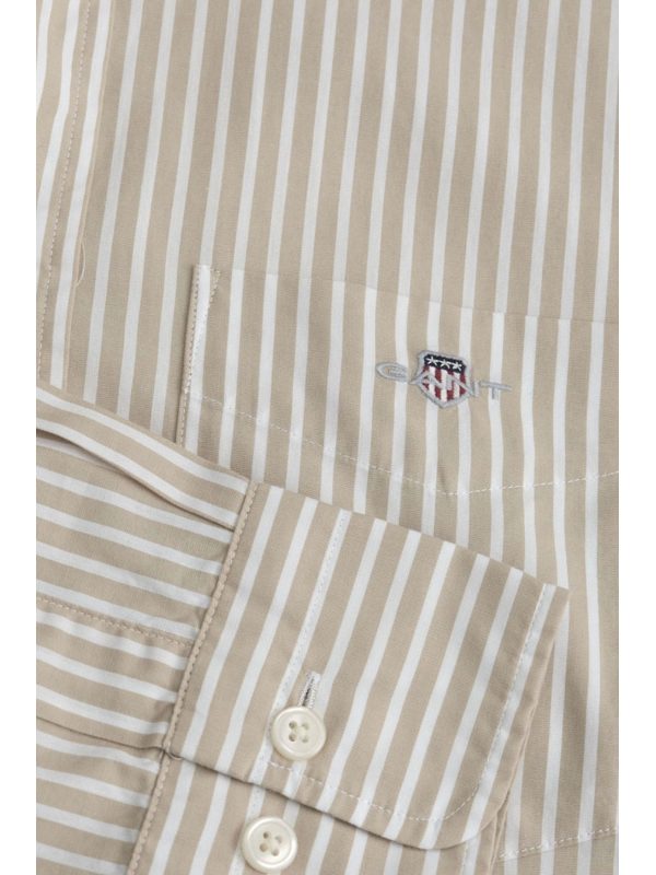 GANT ΠΟΥΚΑΜΙΣΟ CLASSIC POPLIN ΡΙΓΕ ΛΕΥΚΟ - ΜΠΕΖ