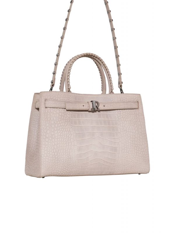 RICHMOND X ΤΣΑΝΤΑ ΧΕΙΡΟΣ/CROSSBODY MAHANI ΔΕΡΜΑ LOGO ΜΕΤΑΛΛΙΚΟ ΜΠΕΖ
