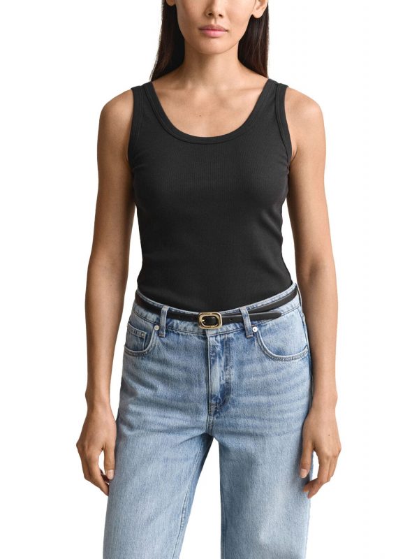 GANT TANK TOP SLIM FIT RIBBED ΜΑΥΡΟ