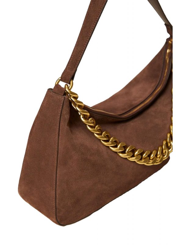 TWINSET ΤΣΑΝΤΑ ΧΕΙΡΟΣ/ΩΜΟΥ ΔΕΡΜΑ SUEDE ΚΑΦΕ