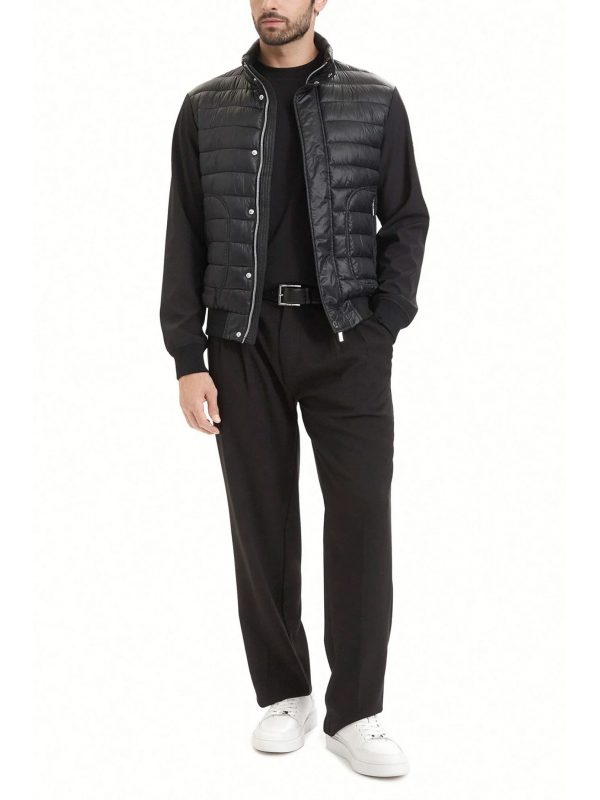 KARL LAGERFELD ΜΠΟΥΦΑΝ ΦΟΥΣΚΩΤΟ LOGO SLEEVES LOGO ZIP POCKETS ΜΑΥΡΟ