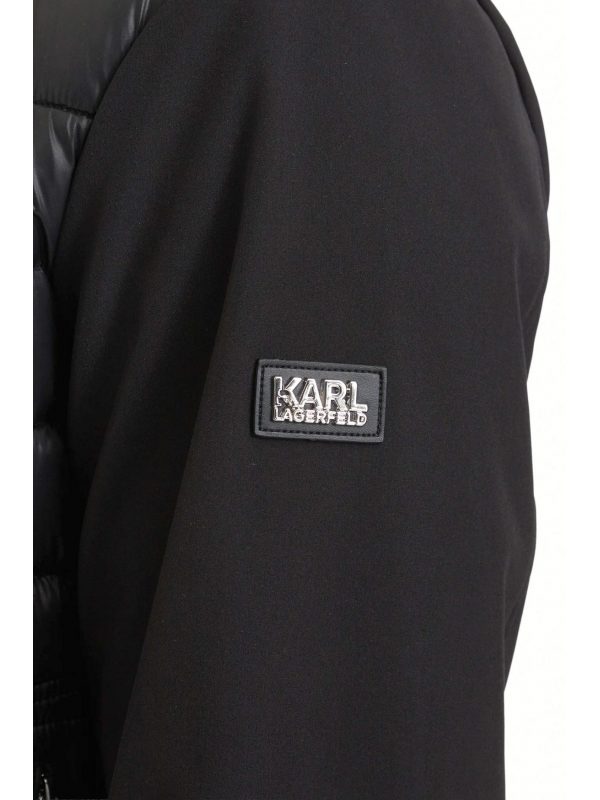 KARL LAGERFELD ΜΠΟΥΦΑΝ ΦΟΥΣΚΩΤΟ LOGO SLEEVES LOGO ZIP POCKETS ΜΑΥΡΟ