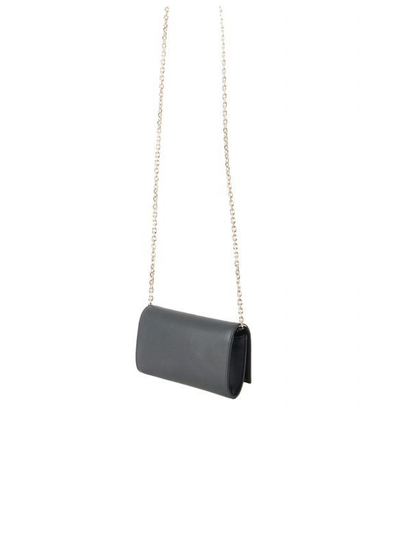 HUGO ΤΣΑΝΤΑΚΙ-ΠΟΡΤΟΦΟΛΙ CROSSBODY MEELO_CHAIN WALLET LOGO ΜΕΤΑΛΛΙΚΟ ΜΑΥΡΟ