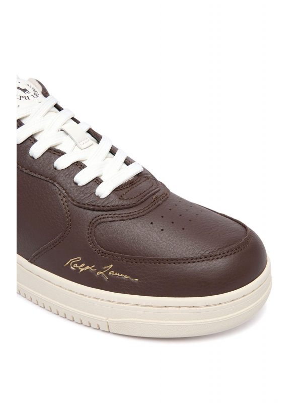 RALPH LAUREN ΠΑΠΟΥΤΣΙΑ SNEAKERS LEATHER-MASTR CT SIG-SK-LTL ΚΑΦΕ