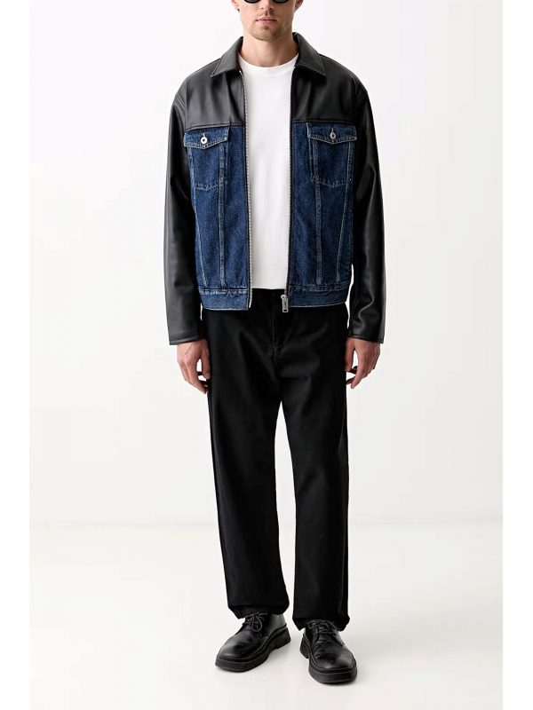 KARL LAGERFELD JEANS ΜΠΟΥΦΑΝ MIXED DENIM JACKET REGULAR FIT ΜΠΛΕ-ΜΑΥΡΟ