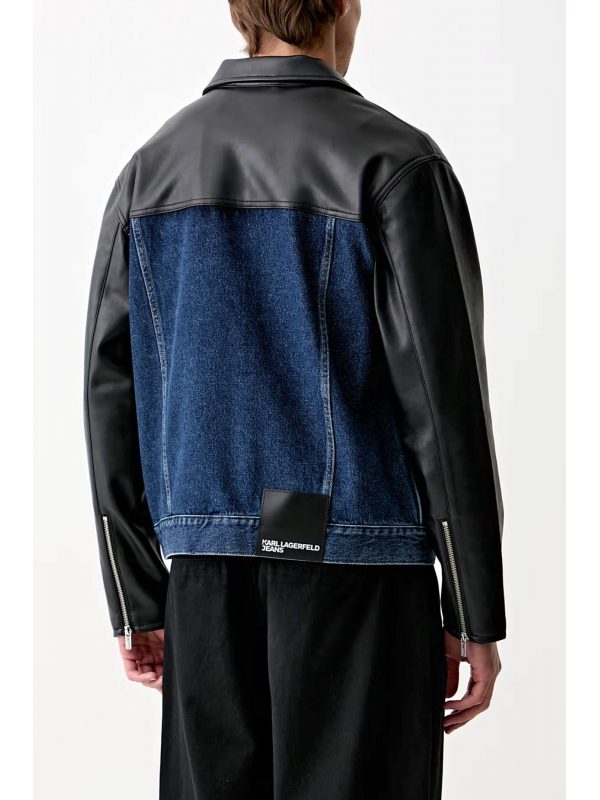 KARL LAGERFELD JEANS ΜΠΟΥΦΑΝ MIXED DENIM JACKET REGULAR FIT ΜΠΛΕ-ΜΑΥΡΟ